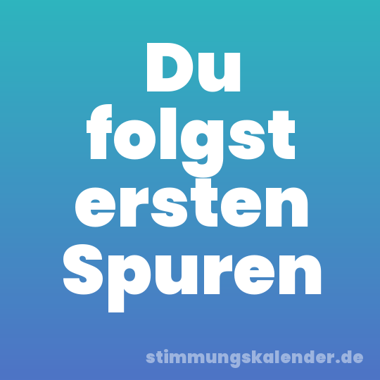 Du folgst ersten Spuren