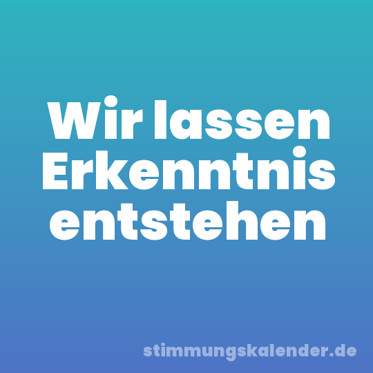 Wir lassen Erkenntnis entstehen