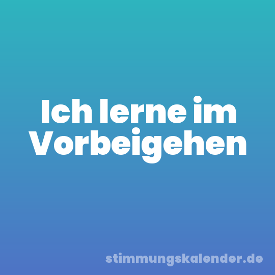 Ich lerne im Vorbeigehen