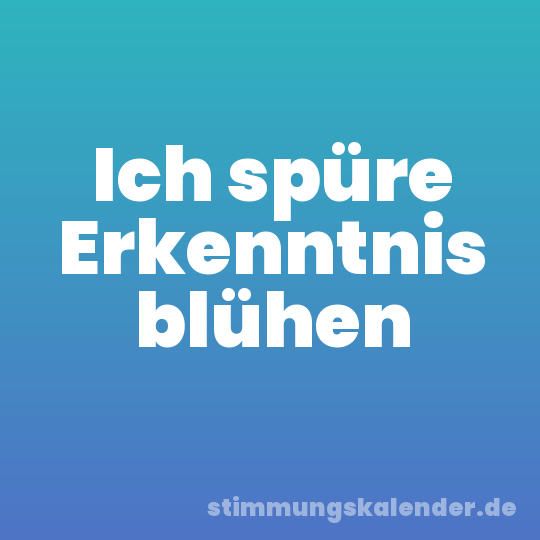 Ich spüre Erkenntnis blühen
