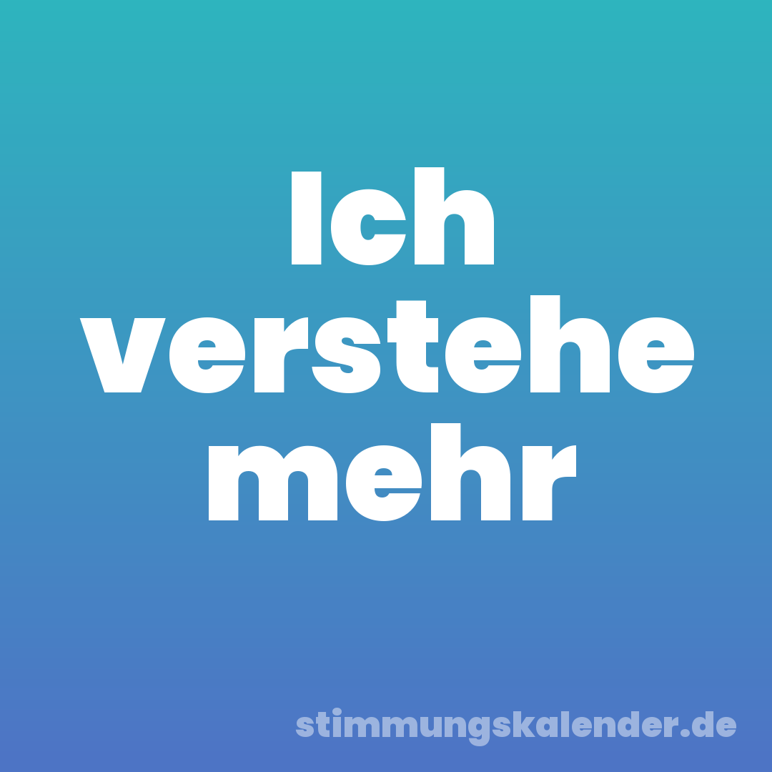 Ich verstehe mehr