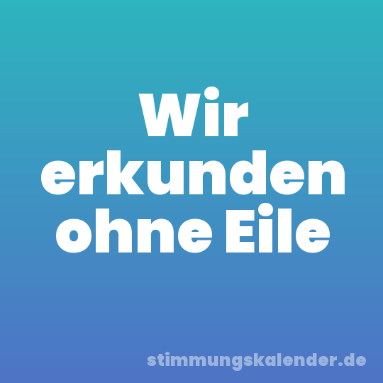 Wir erkunden ohne Eile