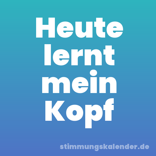 Heute lernt mein Kopf