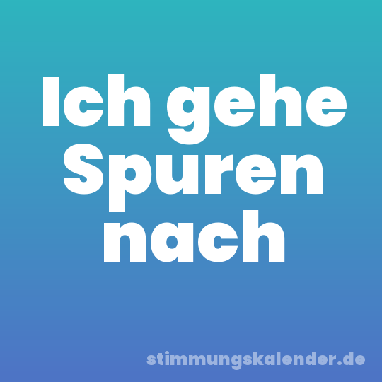 Ich gehe Spuren nach