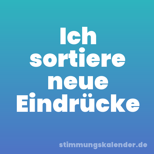 Ich sortiere neue Eindrücke