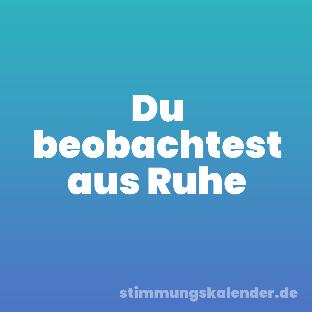 Du beobachtest aus Ruhe
