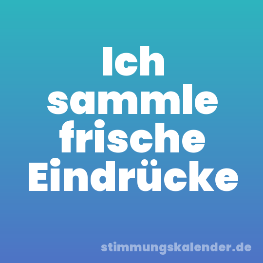 Ich sammle frische Eindrücke