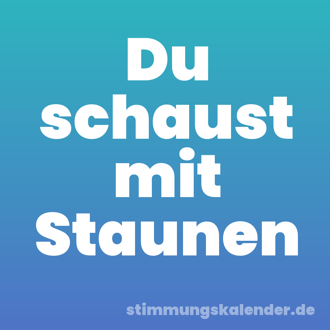 Du schaust mit Staunen