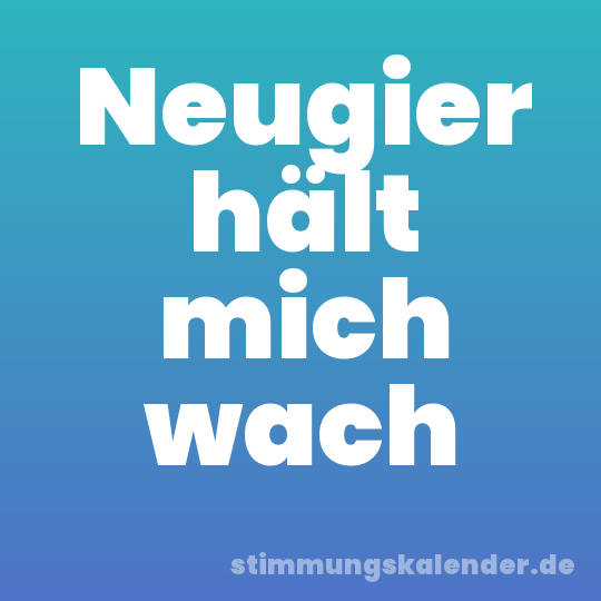 Neugier hält mich wach
