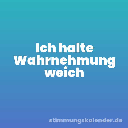 Ich halte Wahrnehmung weich