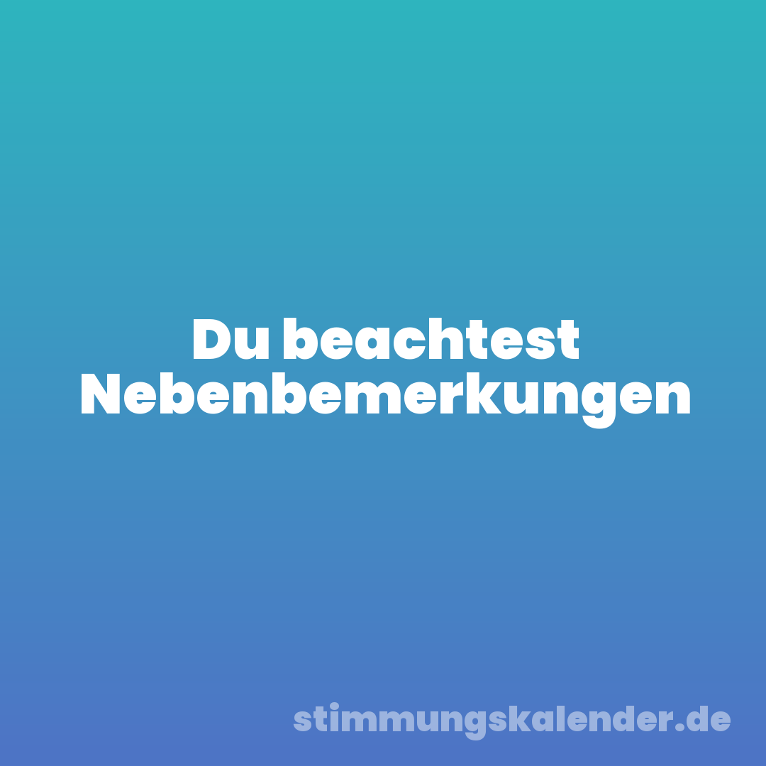 Du beachtest Nebenbemerkungen