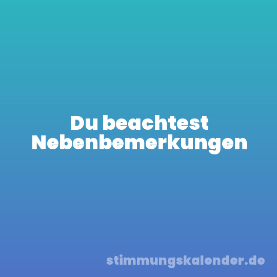 Du beachtest Nebenbemerkungen