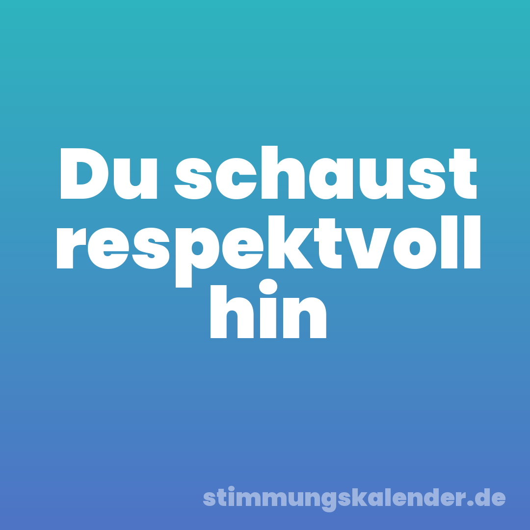 Du schaust respektvoll hin
