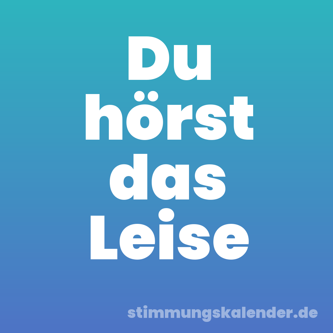 Du hörst das Leise