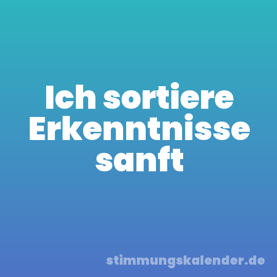 Ich sortiere Erkenntnisse sanft