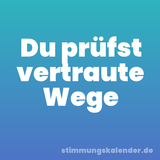 Du prüfst vertraute Wege