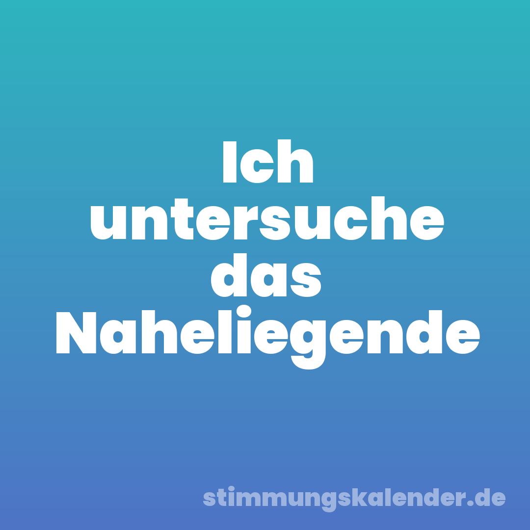 Ich untersuche das Naheliegende