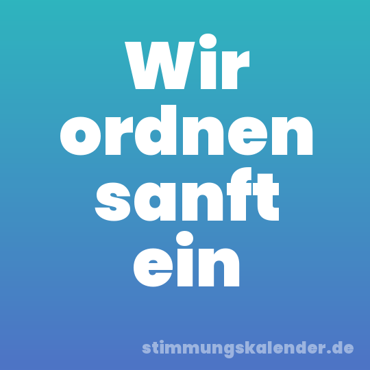 Wir ordnen sanft ein