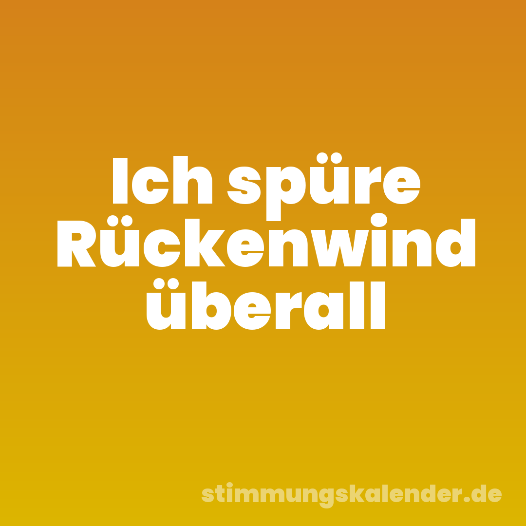 Ich spüre Rückenwind überall