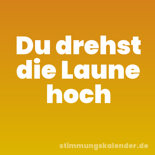 Du drehst die Laune hoch