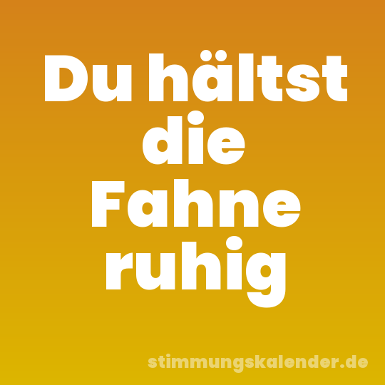 Du hältst die Fahne ruhig