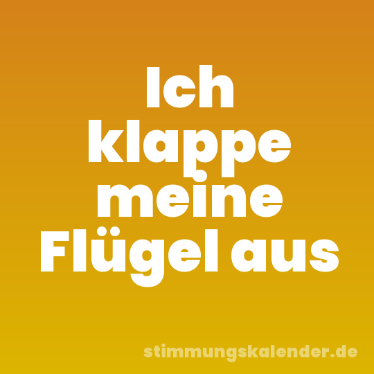 Ich klappe meine Flügel aus