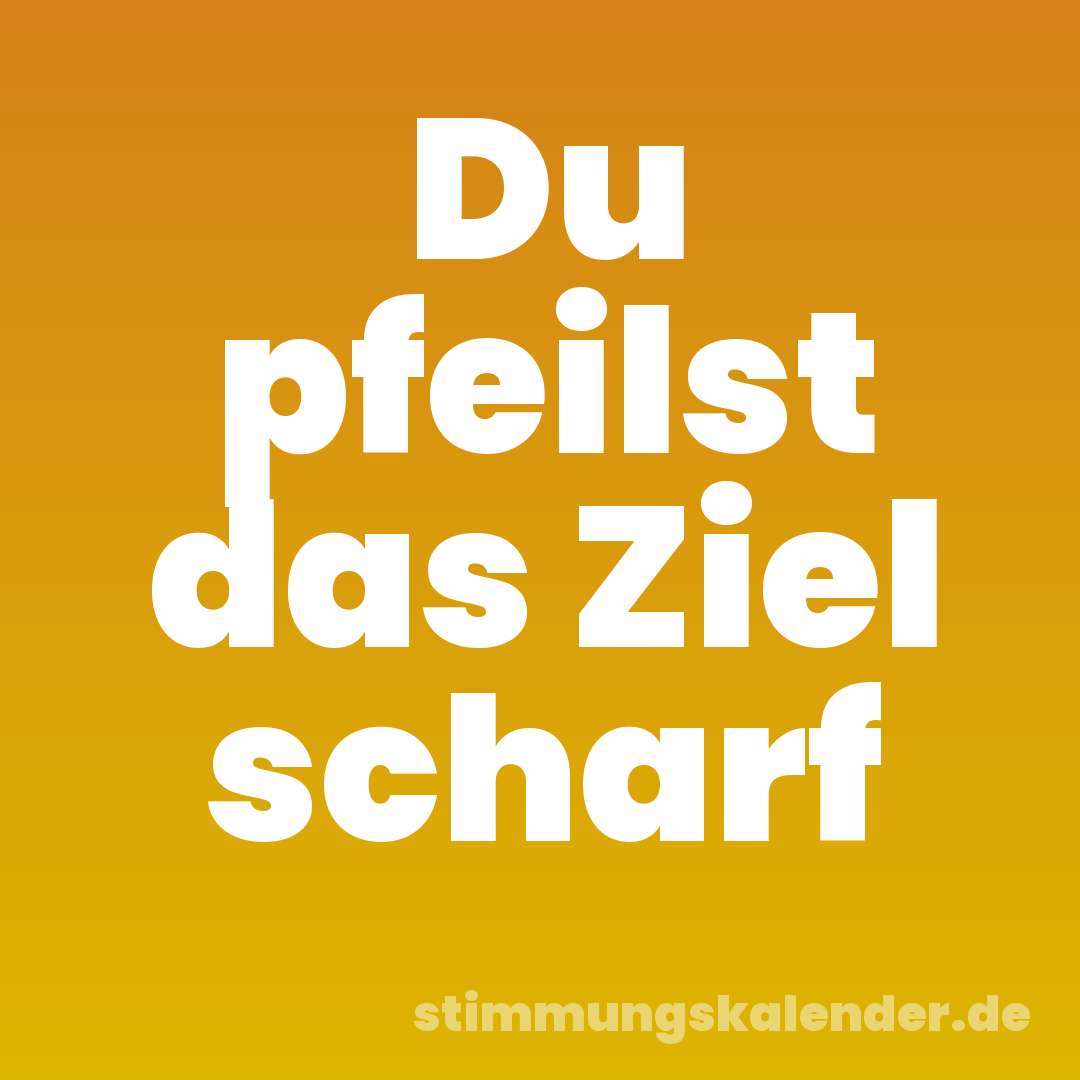 Du pfeilst das Ziel scharf