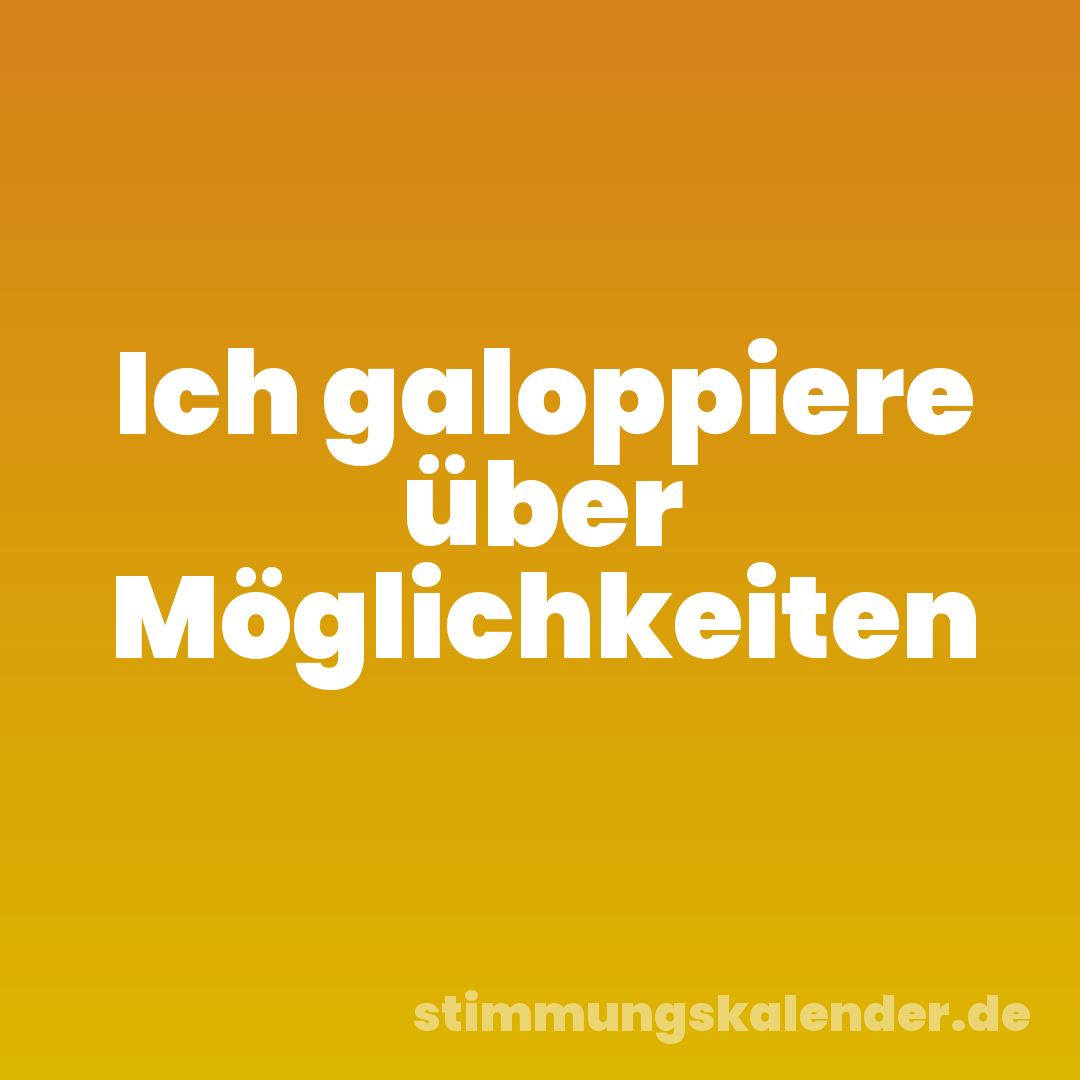 Ich galoppiere über Möglichkeiten