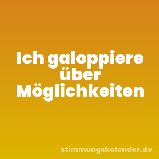 Ich galoppiere über Möglichkeiten