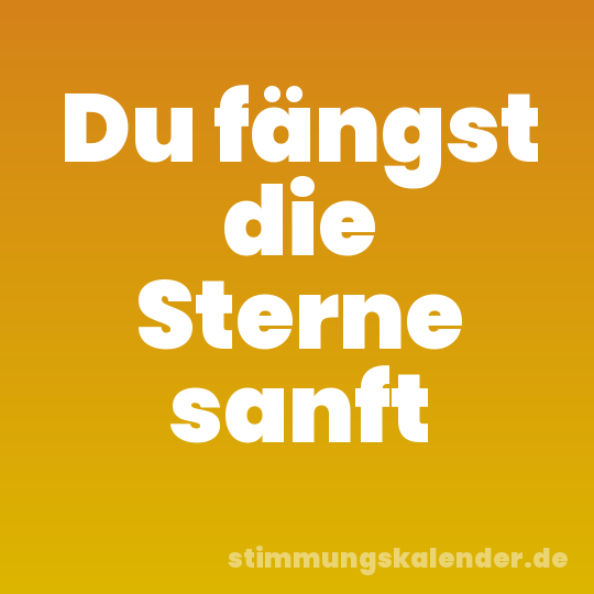 Du fängst die Sterne sanft