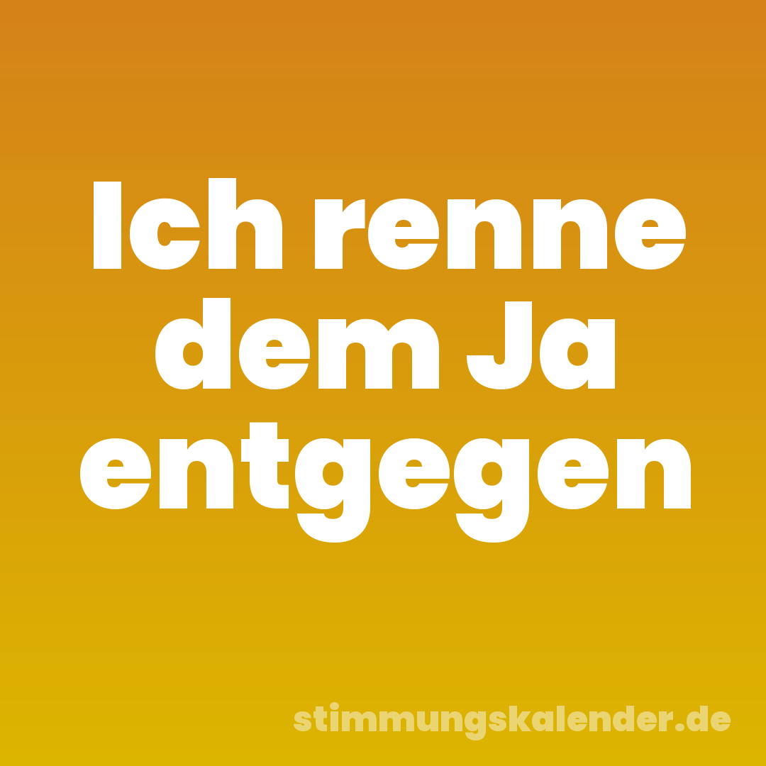 Ich renne dem Ja entgegen