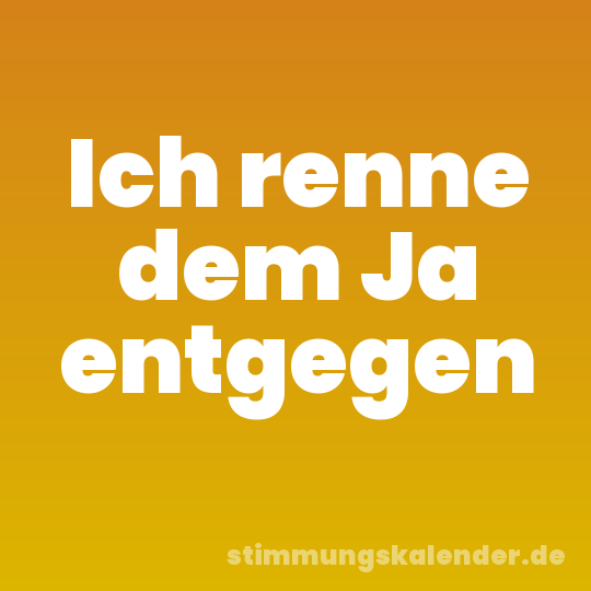 Ich renne dem Ja entgegen