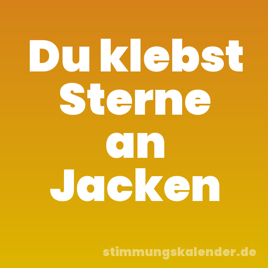 Du klebst Sterne an Jacken