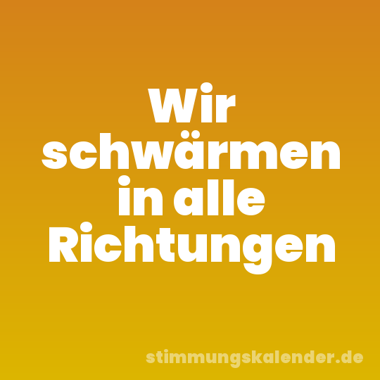 Wir schwärmen in alle Richtungen