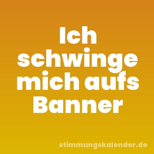 Ich schwinge mich aufs Banner