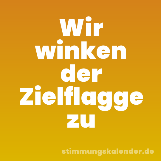 Wir winken der Zielflagge zu