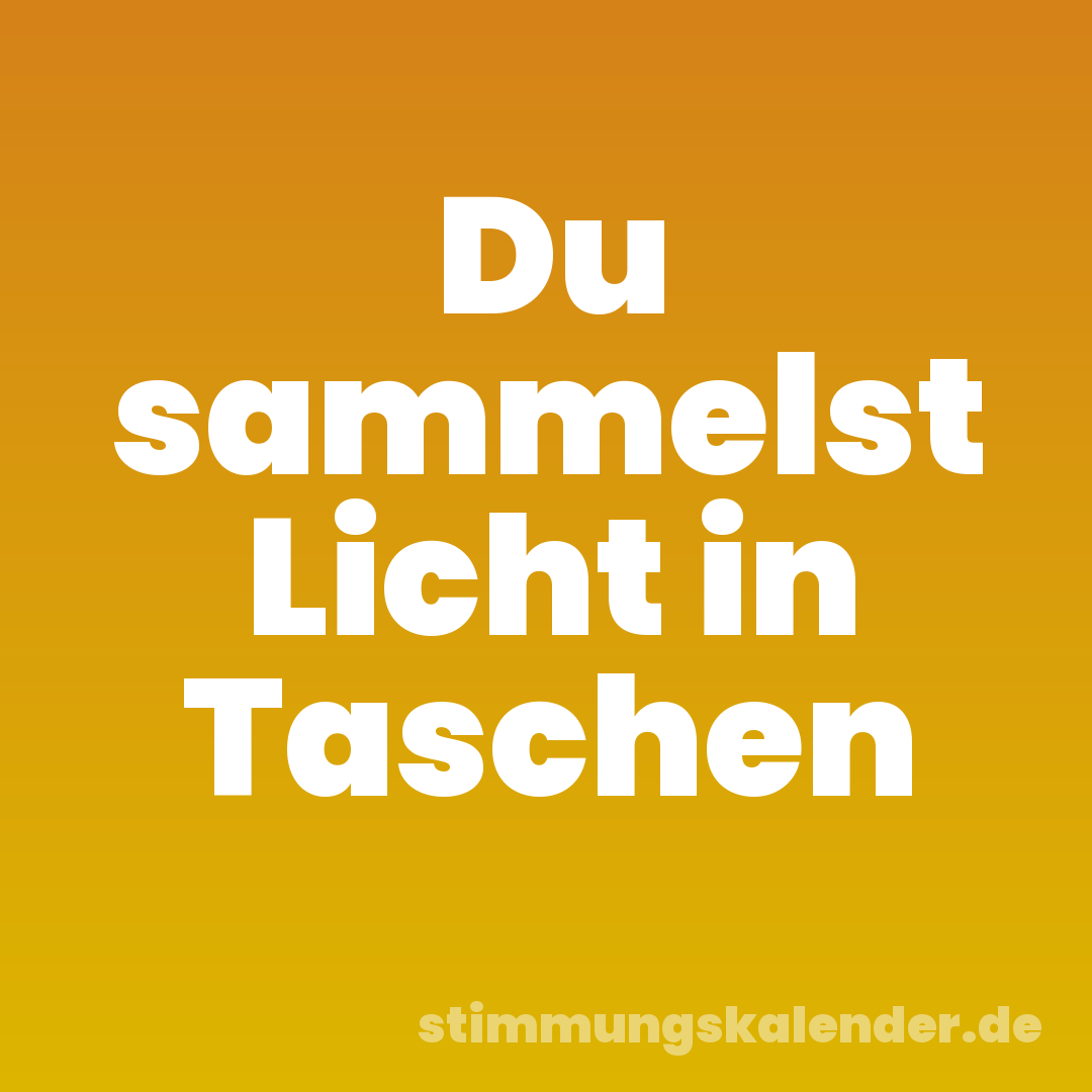 Du sammelst Licht in Taschen