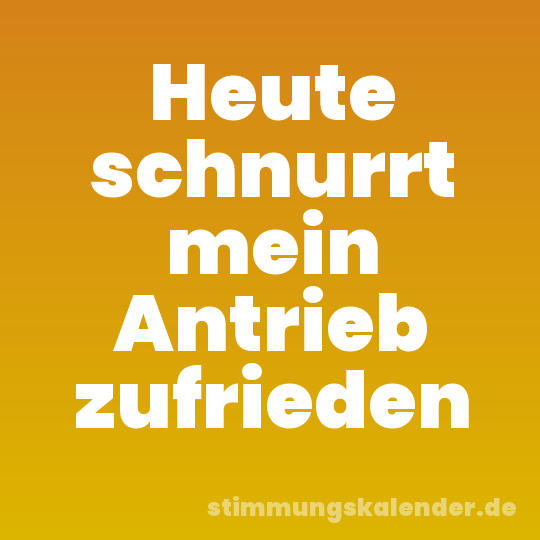 Heute schnurrt mein Antrieb zufrieden