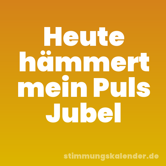 Heute hämmert mein Puls Jubel