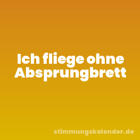 Ich fliege ohne Absprungbrett