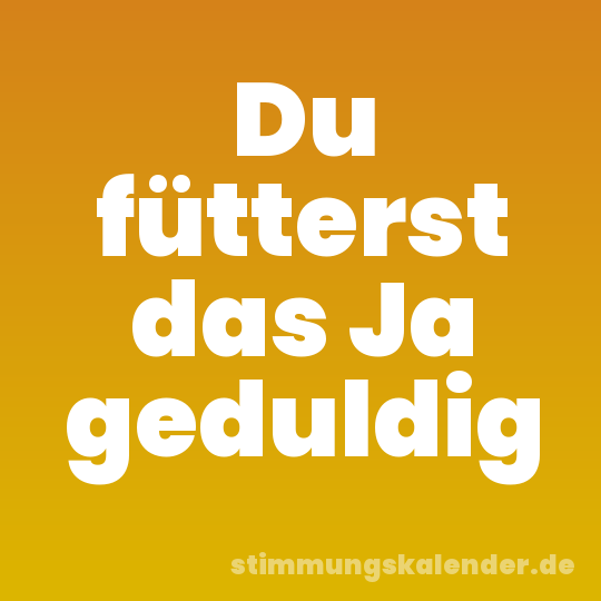 Du fütterst das Ja geduldig