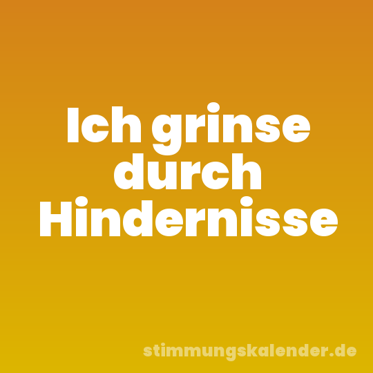 Ich grinse durch Hindernisse