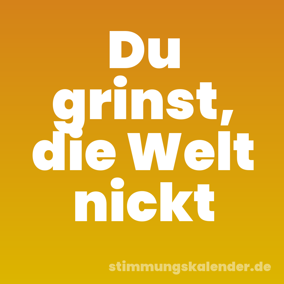 Du grinst, die Welt nickt