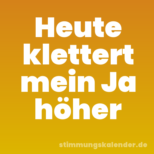 Heute klettert mein Ja höher