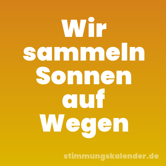 Wir sammeln Sonnen auf Wegen