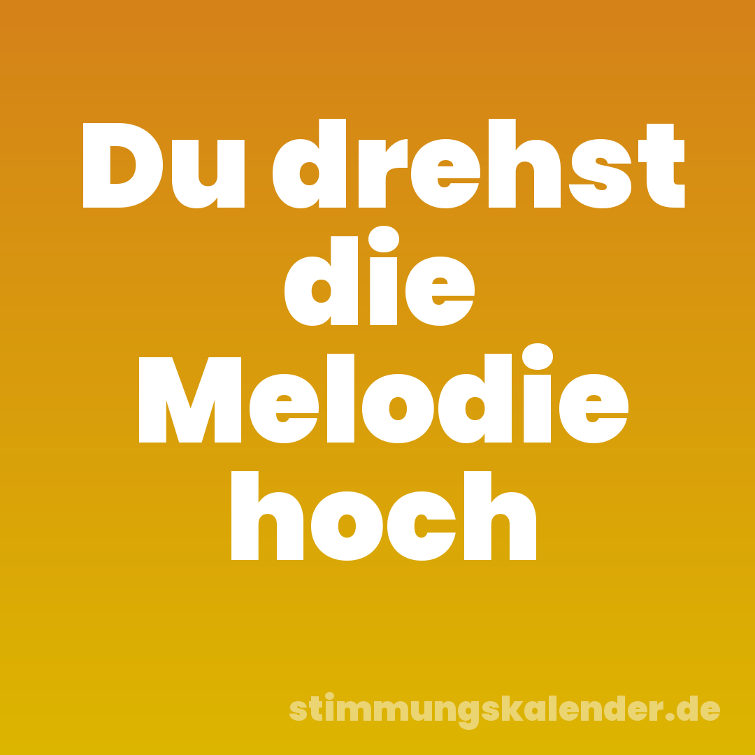 Du drehst die Melodie hoch