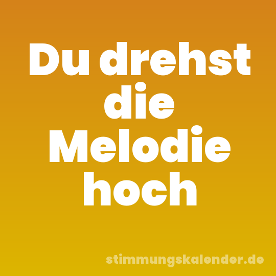 Du drehst die Melodie hoch