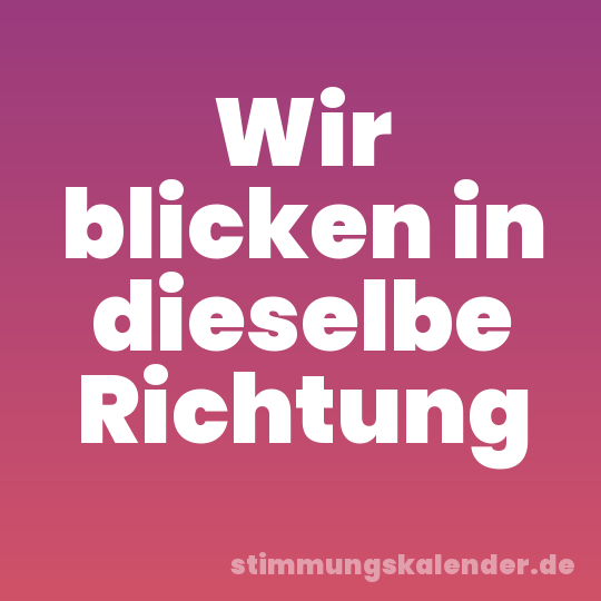 Wir blicken in dieselbe Richtung