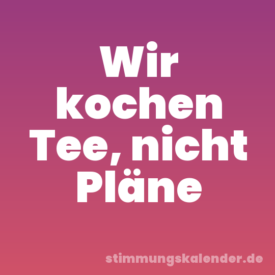 Wir kochen Tee, nicht Pläne