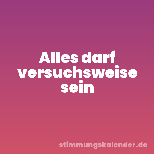 Alles darf versuchsweise sein